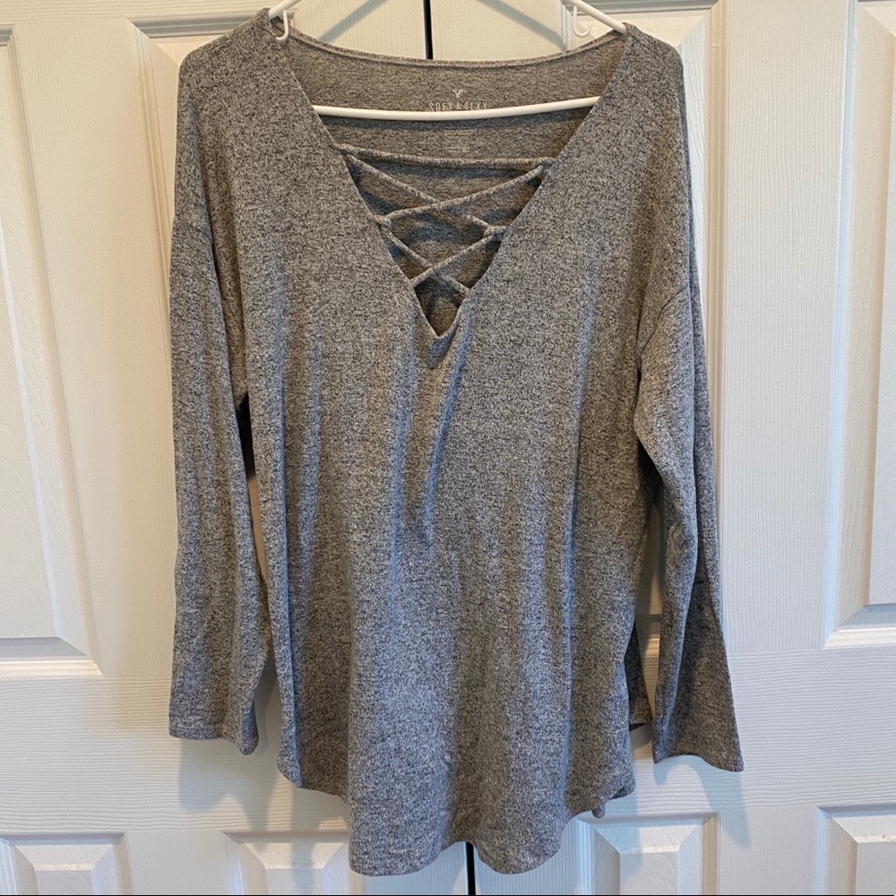 American Eagle Heather Gray Long Sleeve